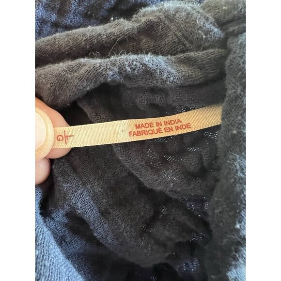 FREE PEOPLE navy gauzy fringe mini dress a-line L festival lightweight boho - Picture 5 of 10